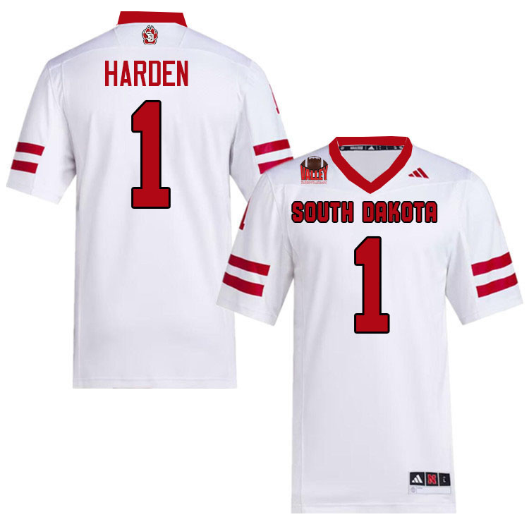 South Dakota Coyotes #1 Myles Harden College Football Jerseys,Uniforms-White